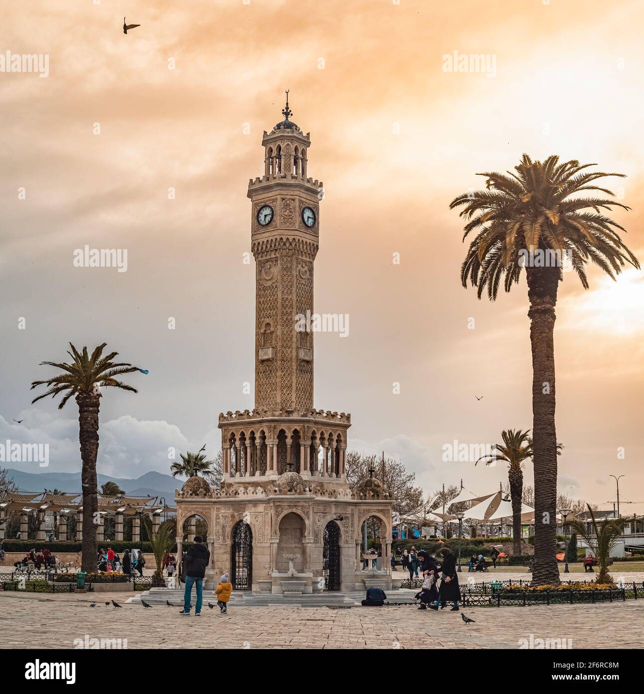 Izmir, Turkey - March 23 2021: Izmir Clock Tower in Konak square. Famous  place. Sunset colors Stock Photo - Alamy