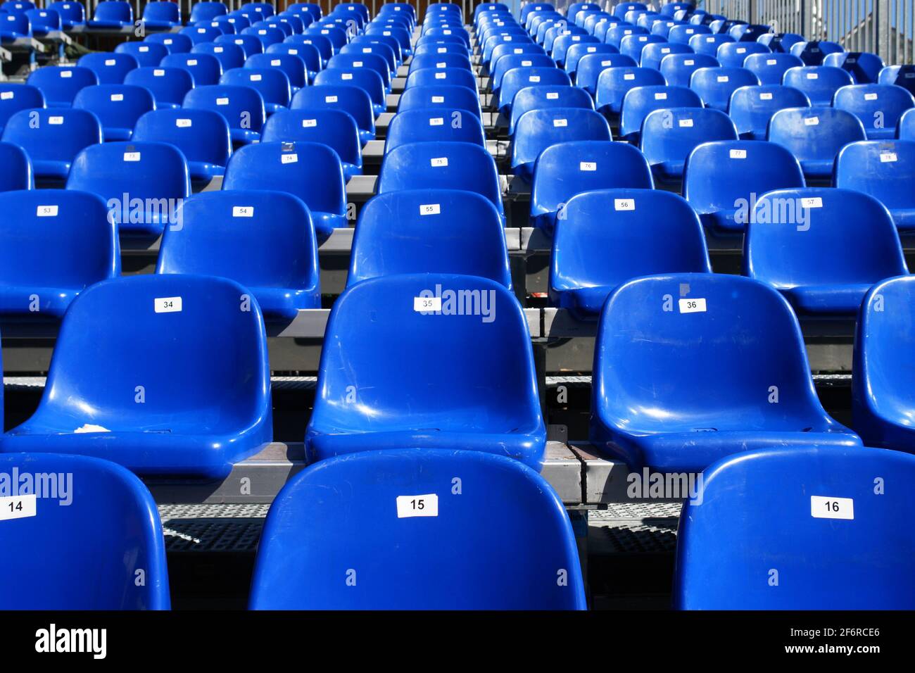 Blue Seats On Stadium Stock Photo Alamy
