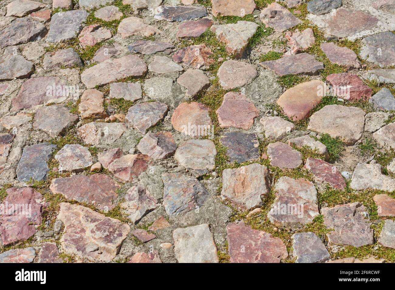 Stone pavement on a Roman road located in southwestern Spain Stock Photo