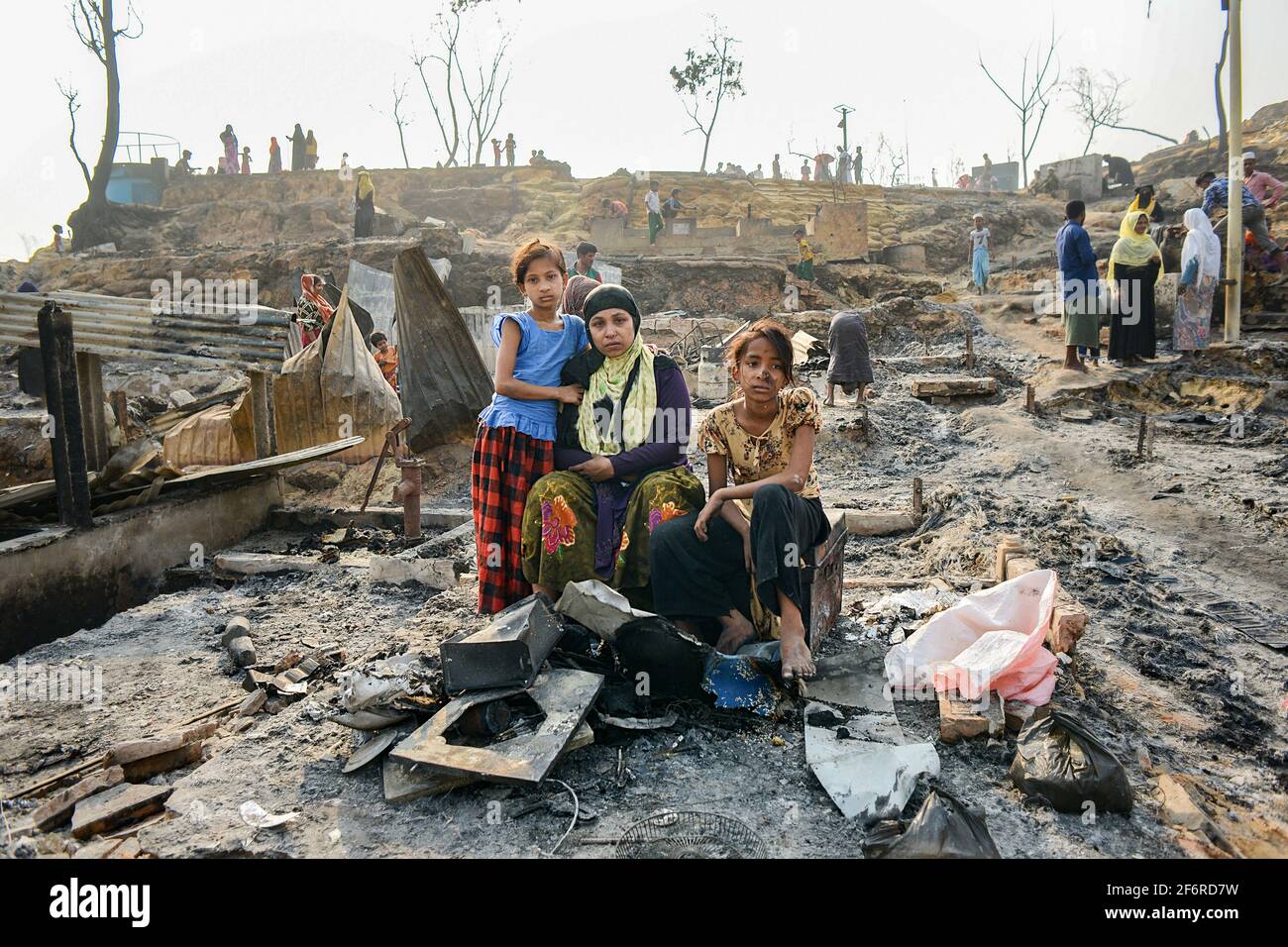 Rohingya Camp Fire Stock Photo