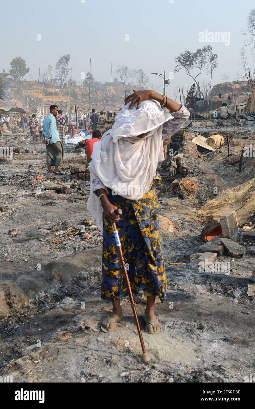 Rohingya Camp Fire Stock Photo