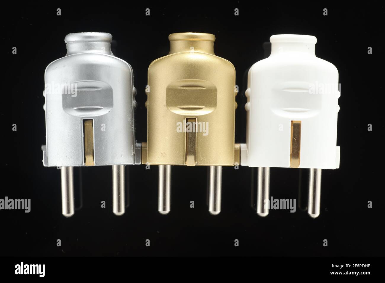 black electric cables with plugs Stock Photo Alamy