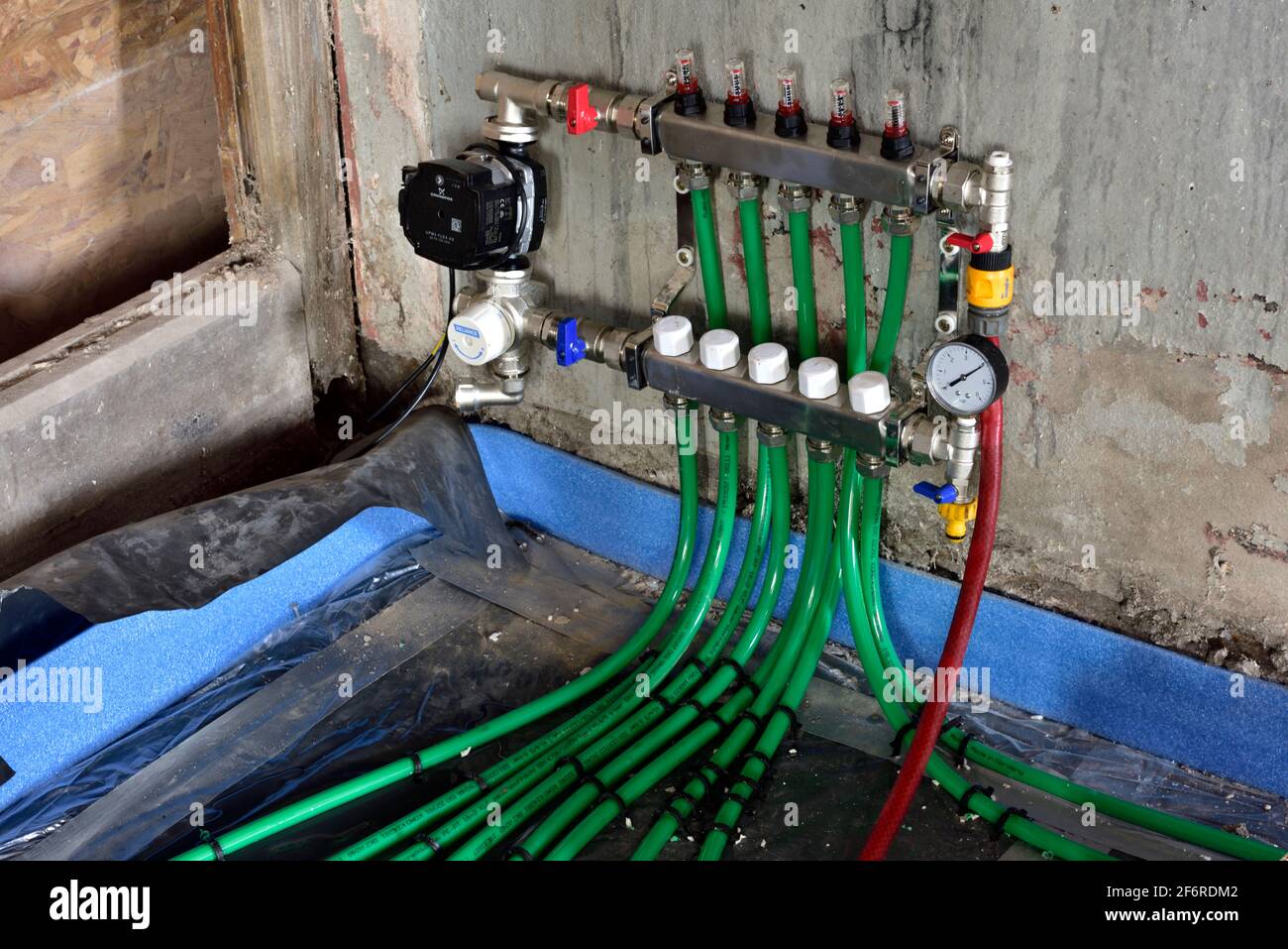 Control panel for hydronic underfloor heating system under leak and ...