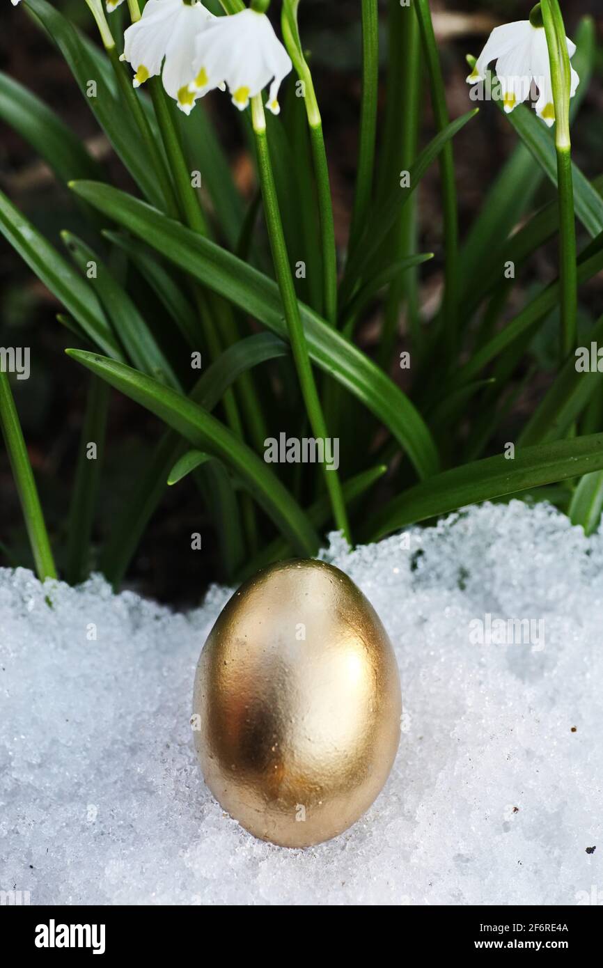 Easter eggs snowflake outdoors Stock Photo