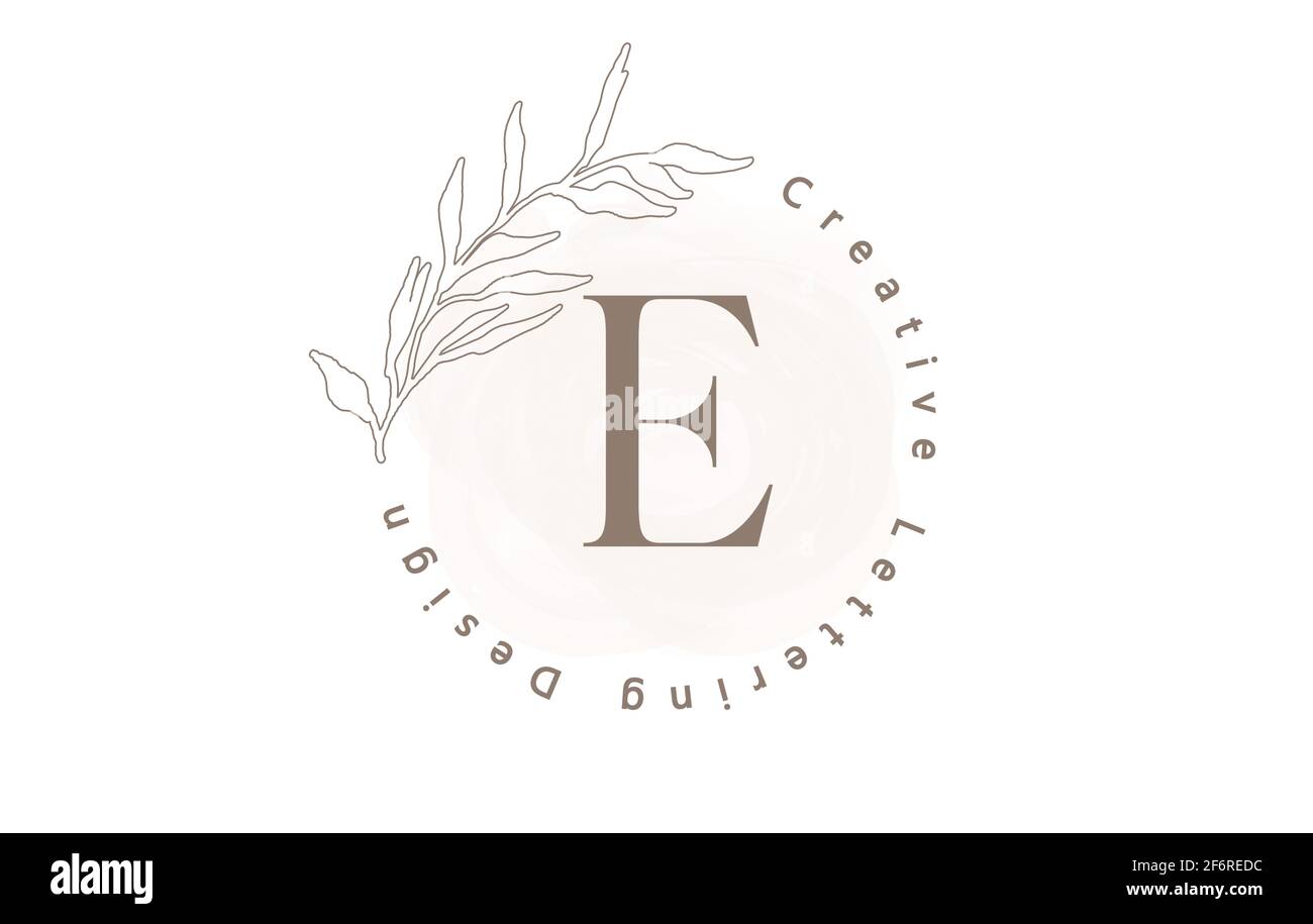 Letter E Logo With Watercolor brush and circle lettering design and ...