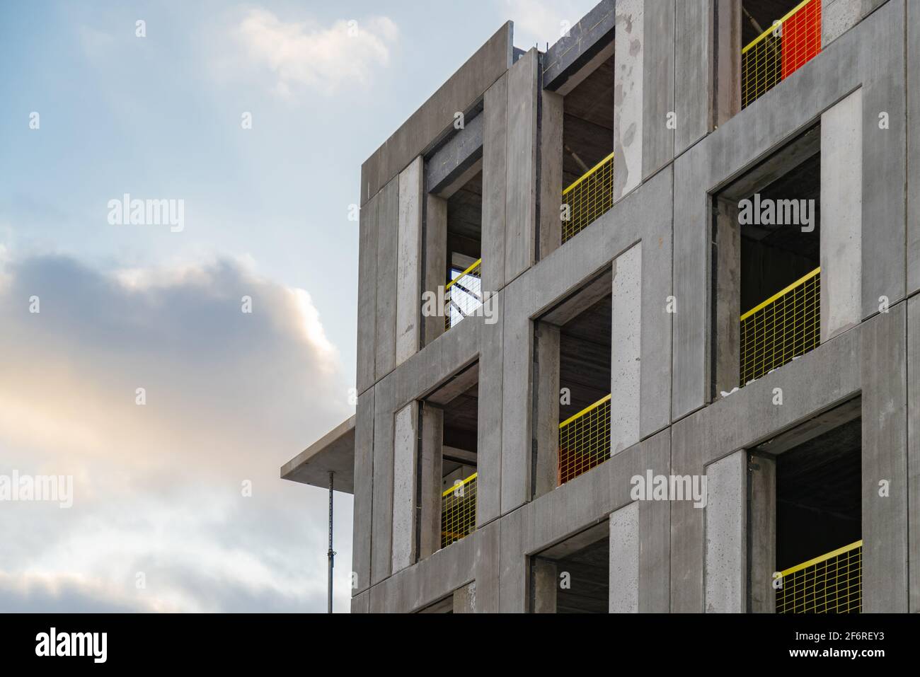 Structure of an apartment block at construction site. Housing