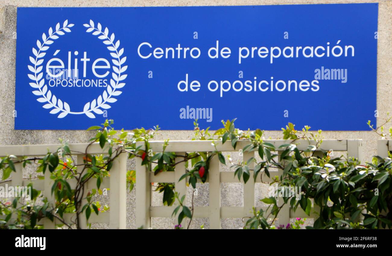 Sign for a training establishment in Arce Cantabria Spain for Spanish local and national police seen from the terrace of the El Redoble Restaurant Stock Photo