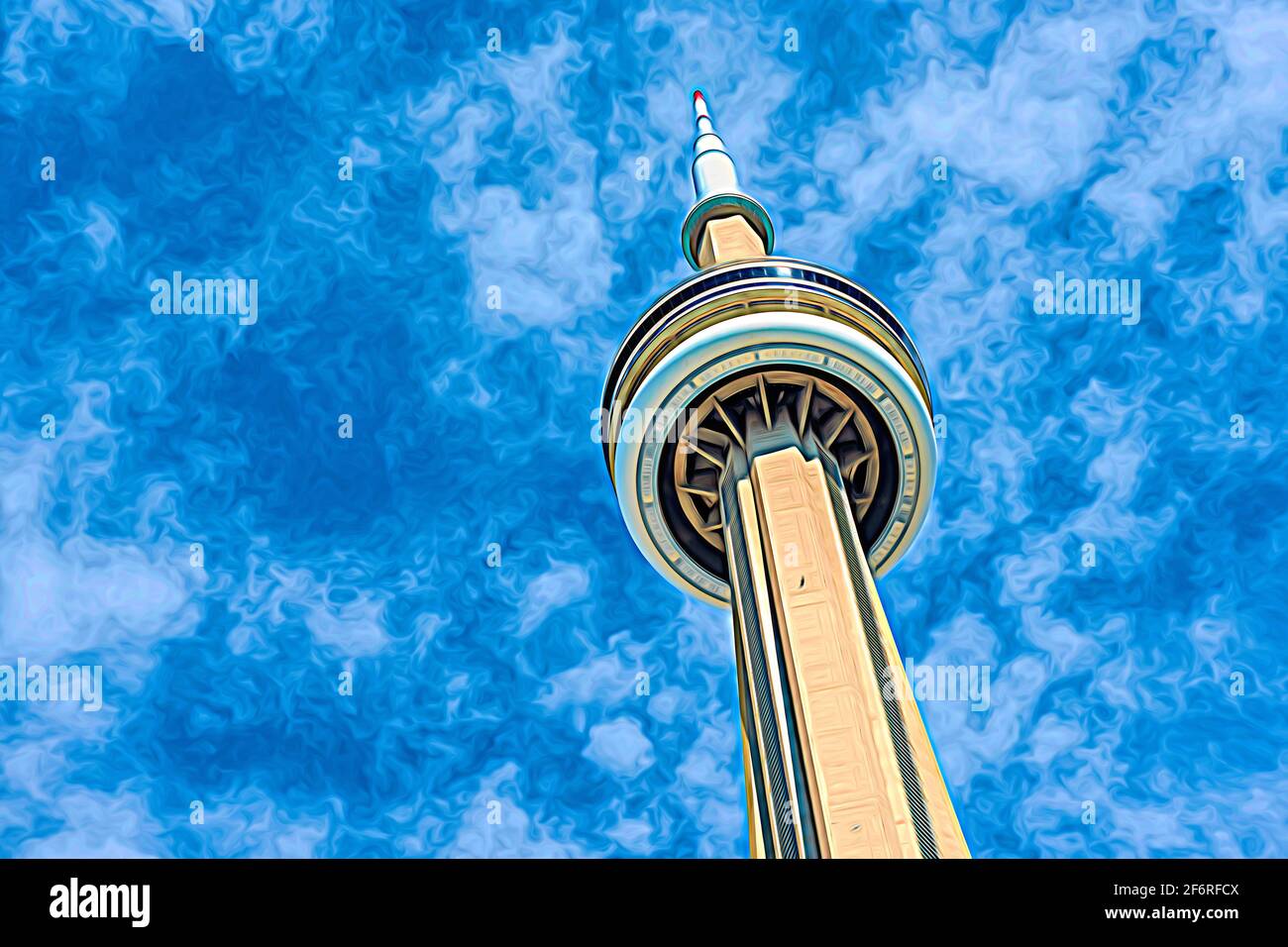 CN Tower, digital art, Toronto, Canada Stock Photo