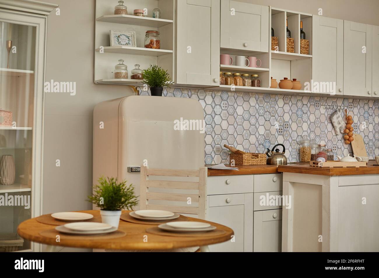 Stylish kitchen interior design in Scandinar style Stock Photo - Alamy