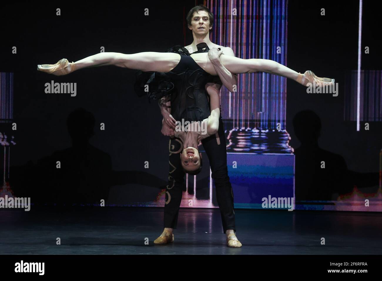 Moscow Russia 2nd Apr 2021 Bolshoi Principal Dancer Svetlana Zakharova Front Performs During The 2021 Bravo Music Awards Ceremony At The Bolshoi Theatre Bravo Is An International Professional Music Award Presented To
