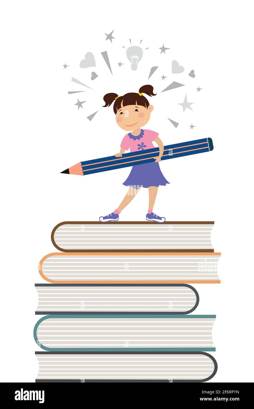 Girls reading and writing book illustration Stock Vector Image & Art - Alamy