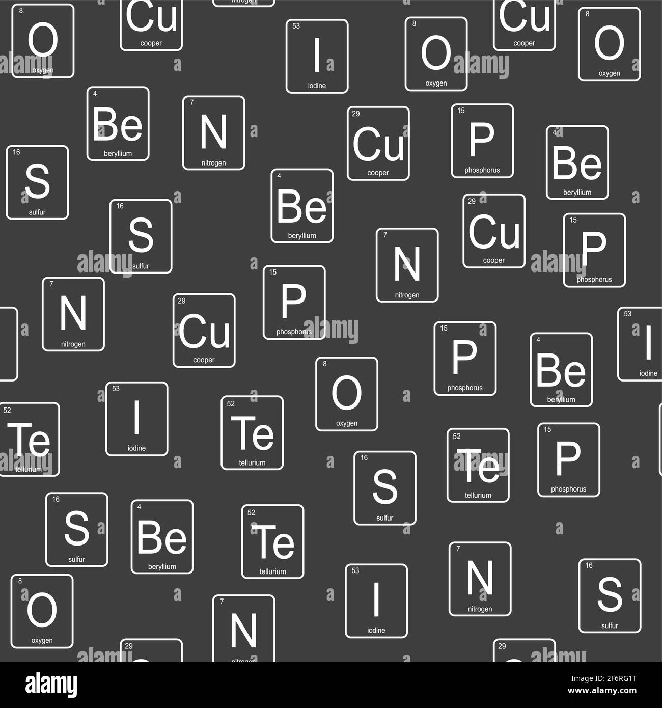 Seamless pattern with chemical elements of the periodic table,vector