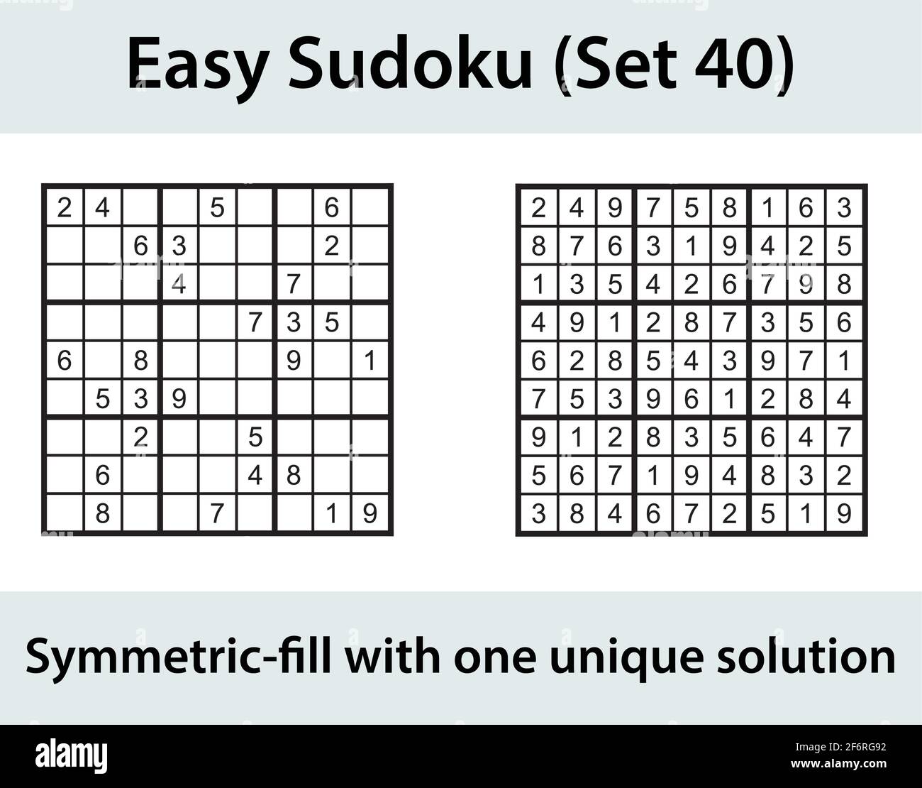 Vector Sudoku puzzle with solution - easy difficulty level Stock Vector