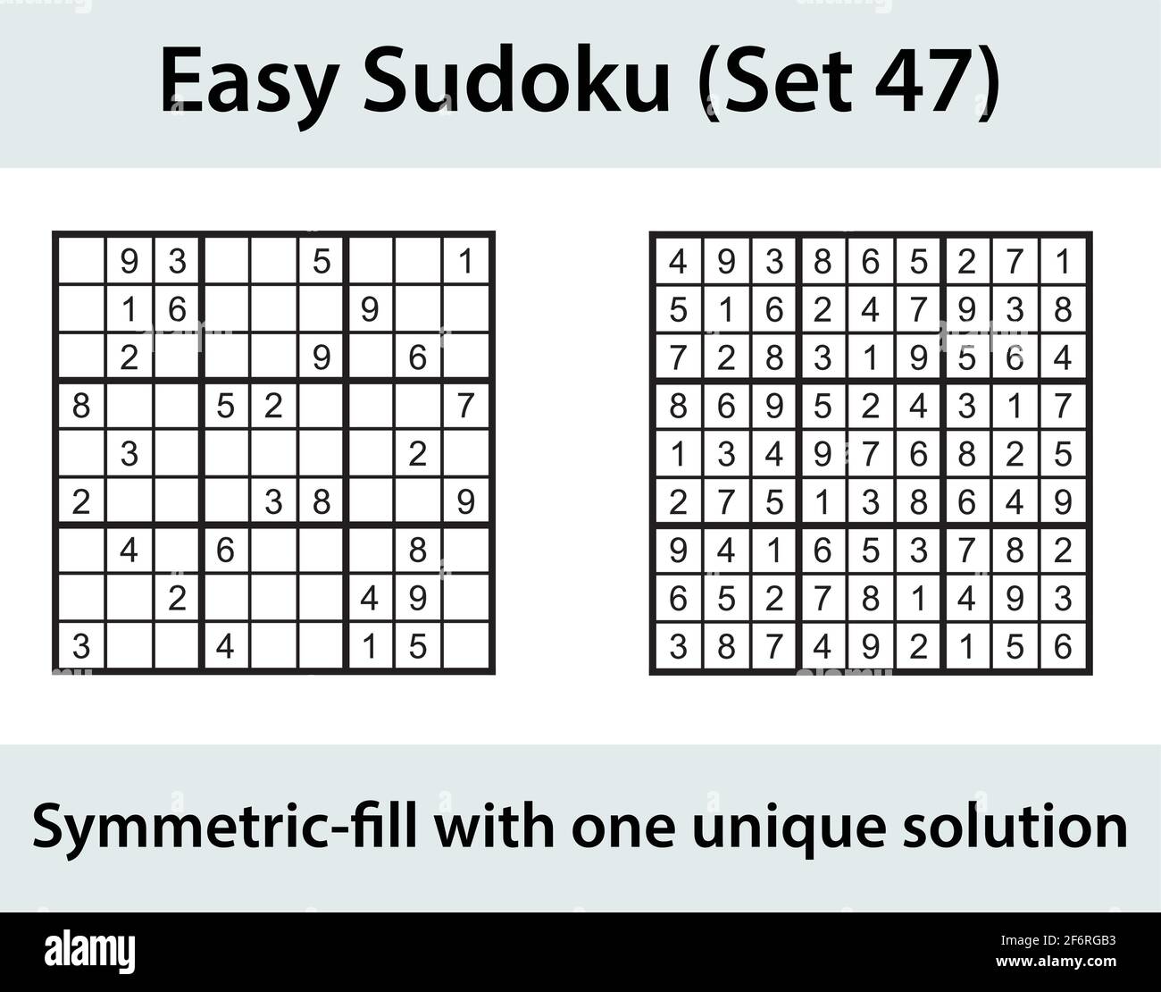 Vector Sudoku puzzle with solution - easy difficulty level Stock Vector