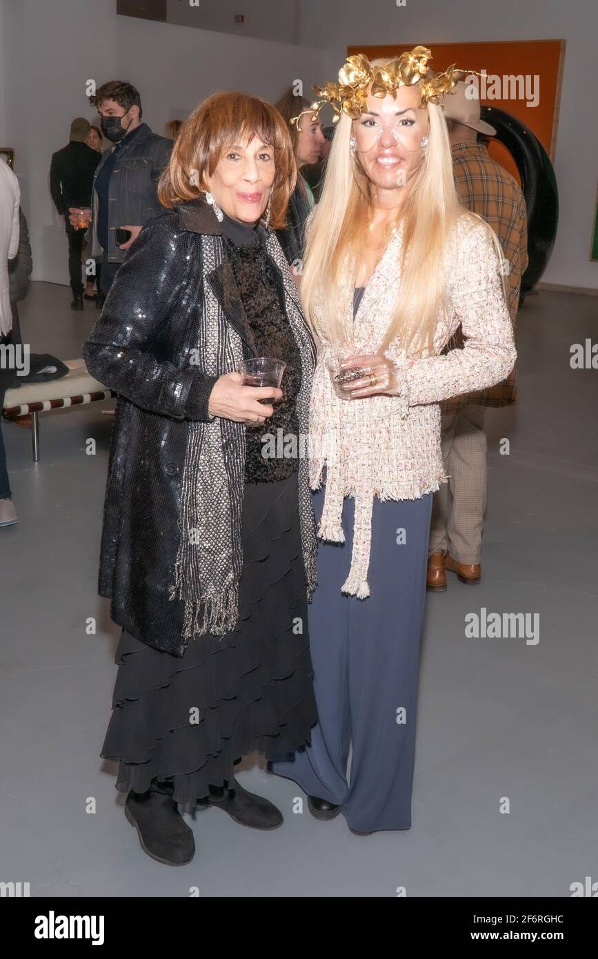 Lucia Kaiser and Luciana Pampalone attend the Mia Fonssagrives Solow Sculpture Retrospective Opening Reception at Leila Heller Gallery in New York, NY on April 1, 2021. (Photo by David Warren /Sipa? USA) Credit: Sipa USA/Alamy Live News Stock Photo