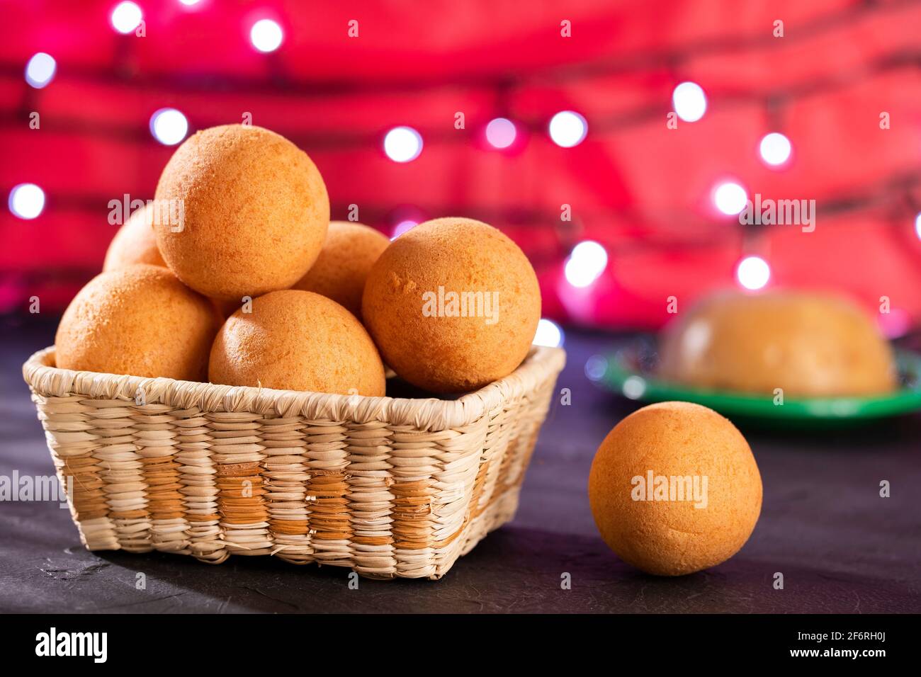 Natilla y buñuelos, Colombian Christmas cuisine Stock Photo