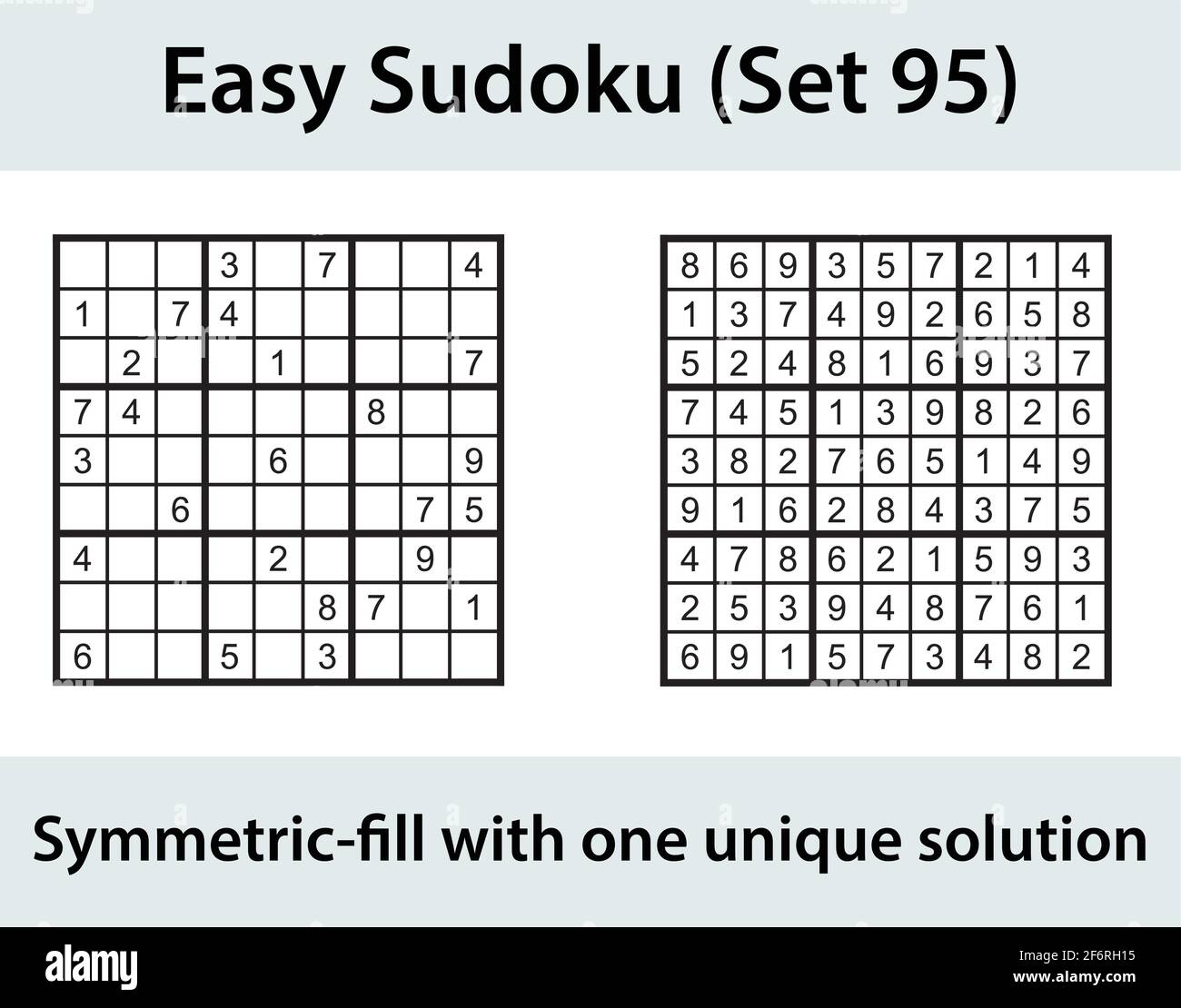 Vector Sudoku puzzle with solution - easy difficulty level Stock Vector