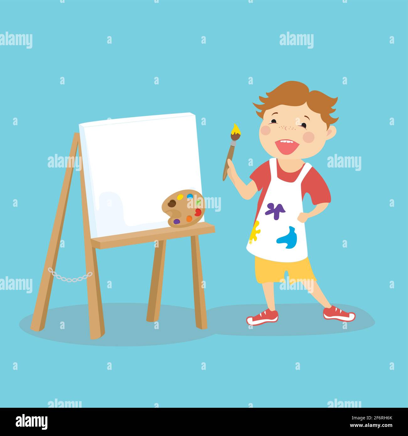 https://c8.alamy.com/comp/2F6RH6K/kid-boy-painterhappy-child-character-with-with-a-brush-and-paintsflat-vector-illustration-2F6RH6K.jpg