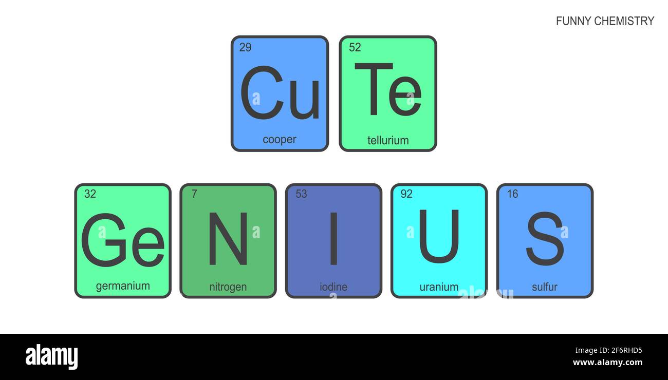 The chemical elements of the periodic table,colorful fun phrase -cute  genius on white background,funny chemistry,vector illustration Stock Vector  Image & Art - Alamy
