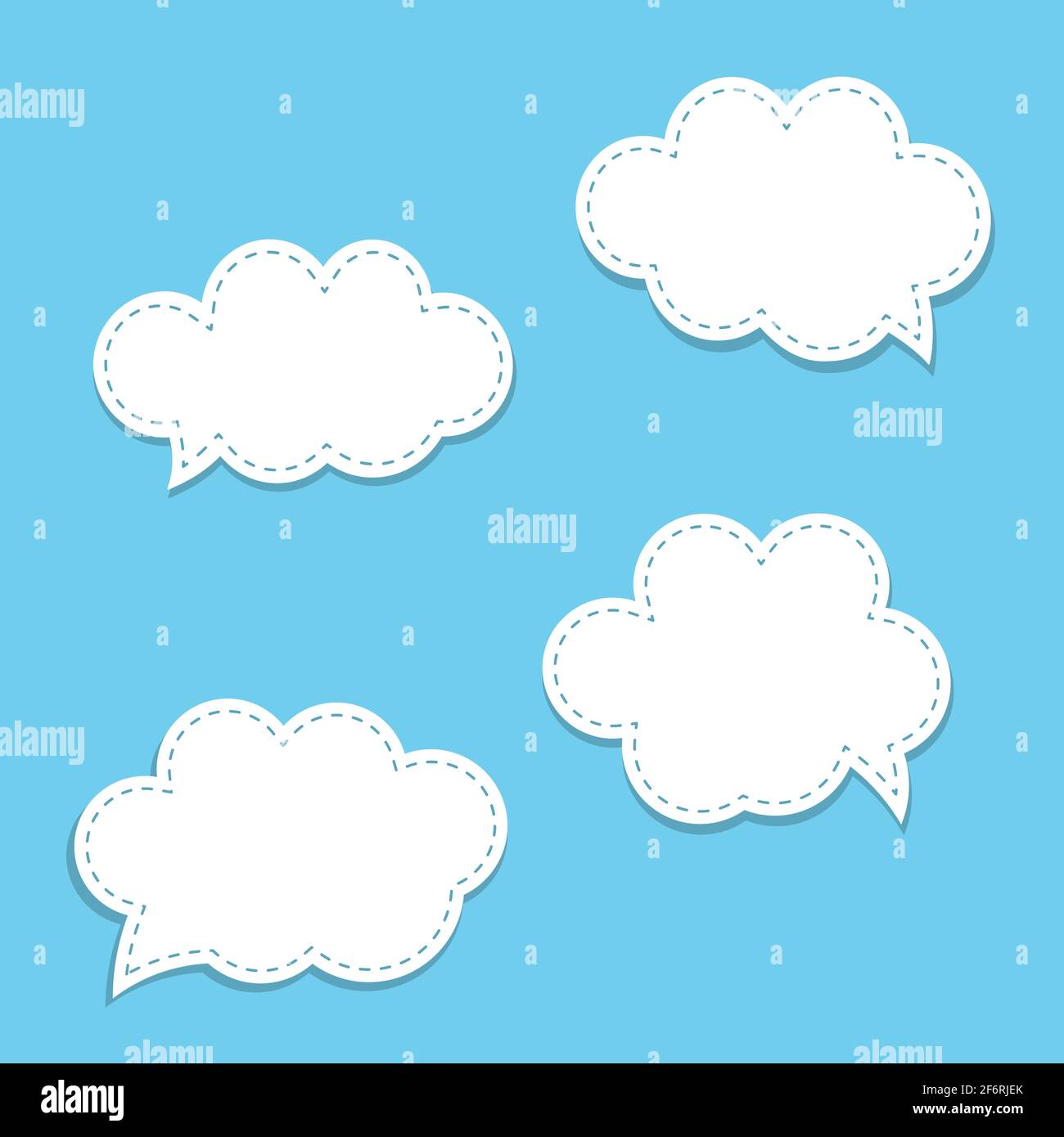 Empty comic vector white speech bubbles with dotted lines. Stock Vector