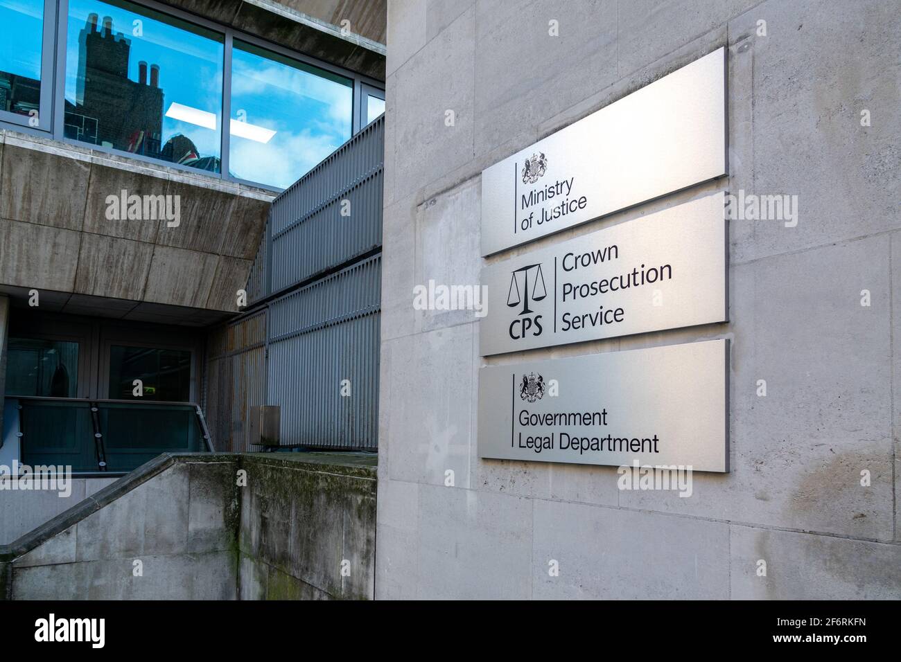 Crown Prosecution Service, Ministry of Justice and Government Legal a department head offices at the office block 102 Petty France, London, U.K. Stock Photo