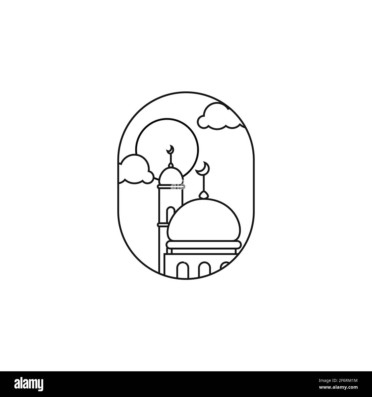 the minimalist monoline mosque logo Stock Vector