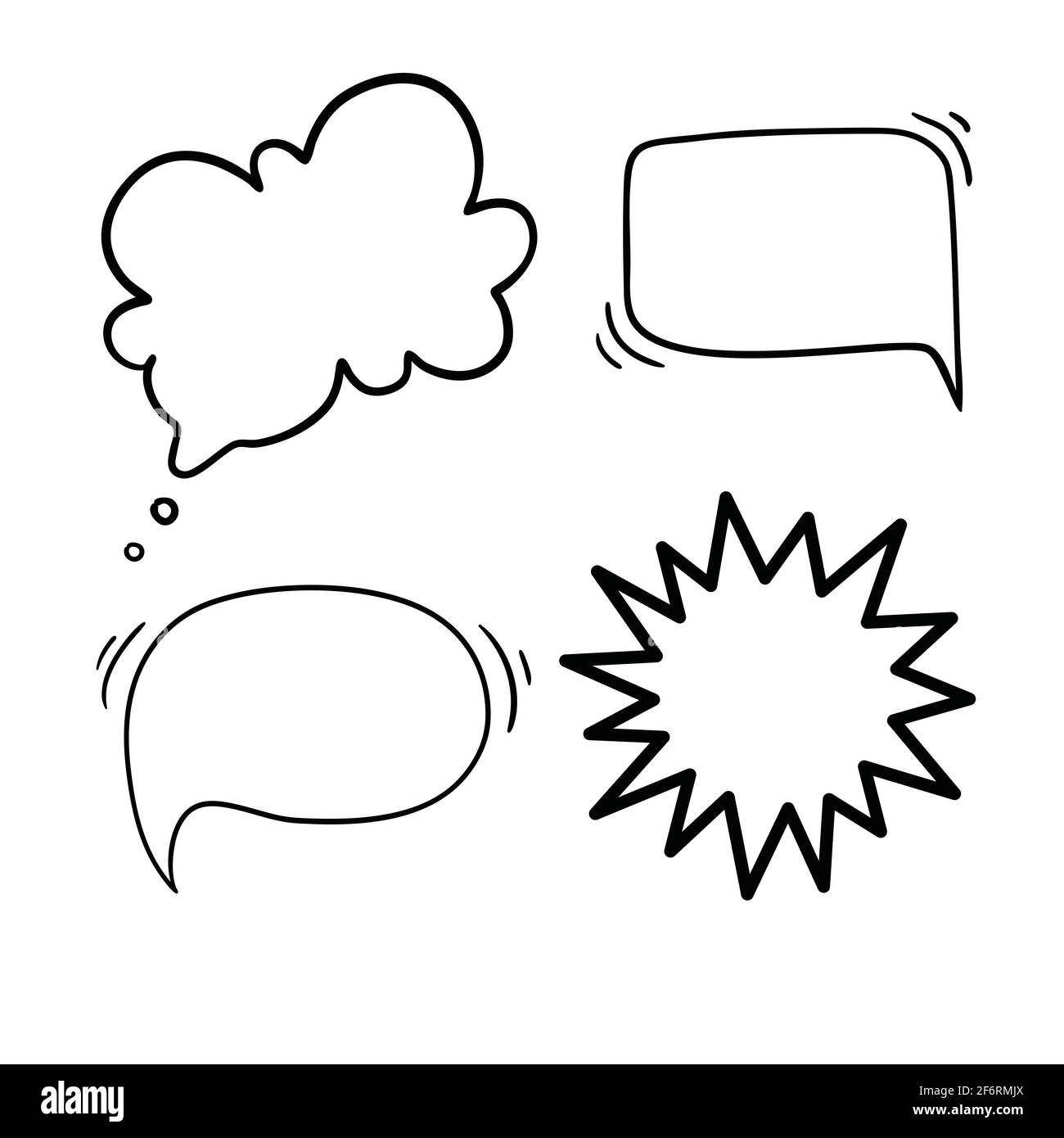 Vector Collection of Hand Drawn Doodle Style Speech Bubbles Stock Vector