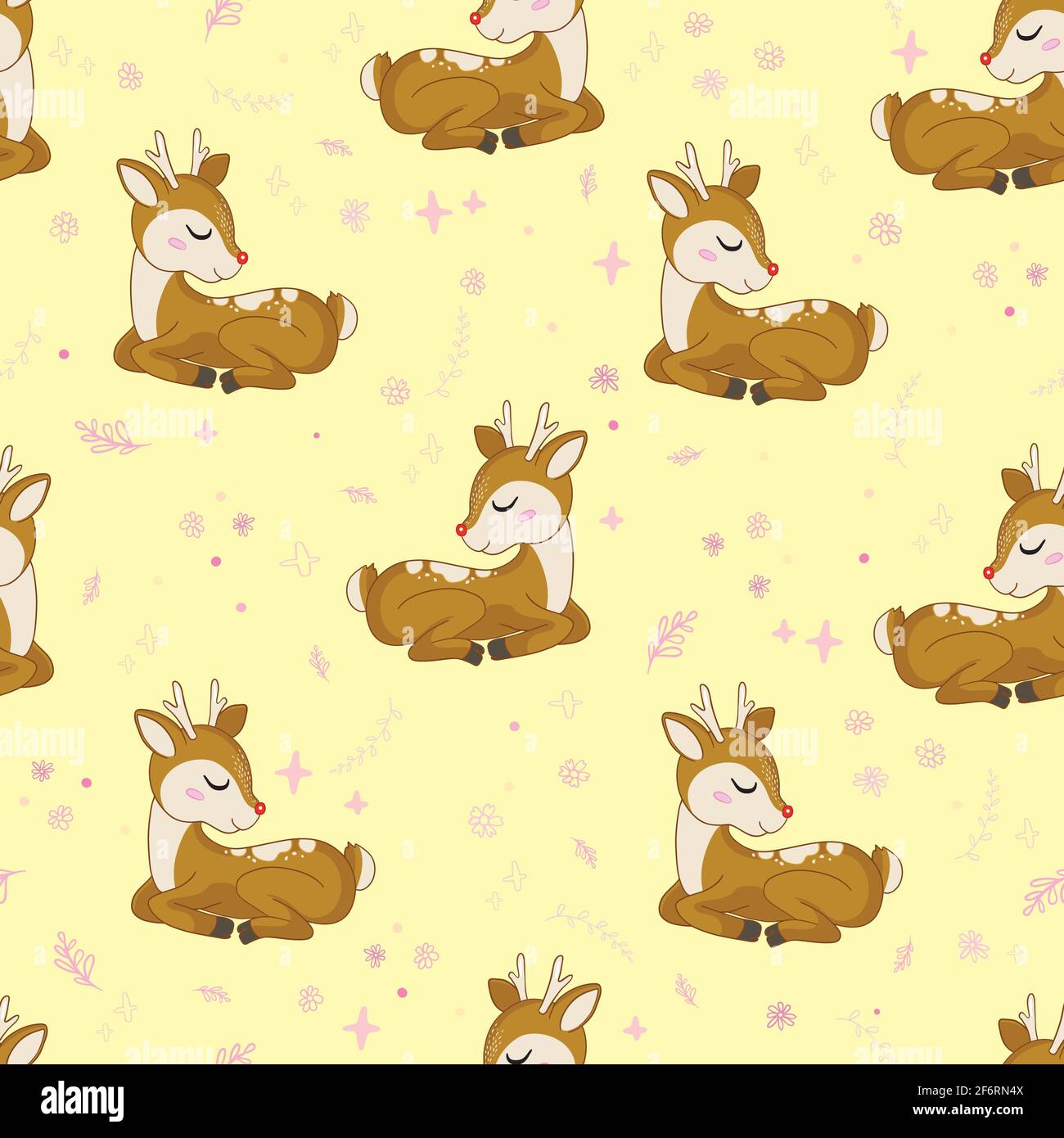 Cute deer heads seamless pattern. Christmas background. Vector illustration Stock Vector