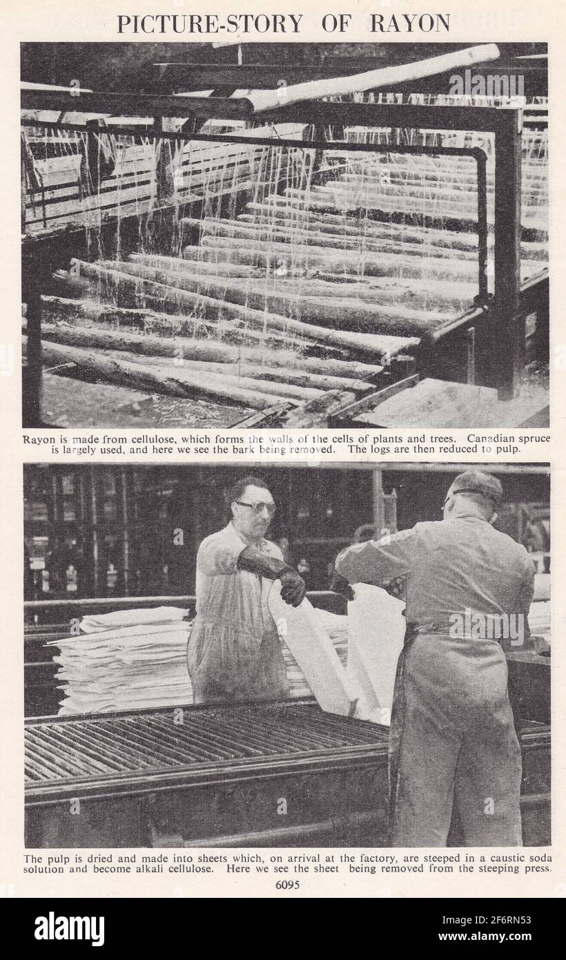 Vintage black and white photos of the making of Rayon Stock Photo - Alamy