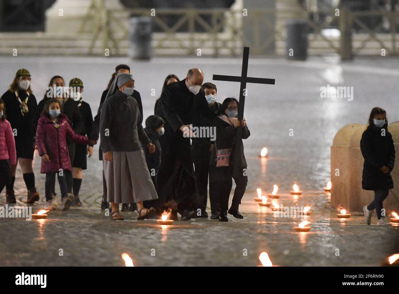 Rome, Italy, 2 April, 2021 during the Via Crucis in St. Peter's Square Credit:Roberto Ramaccia/Alamy Live News Stock Photo