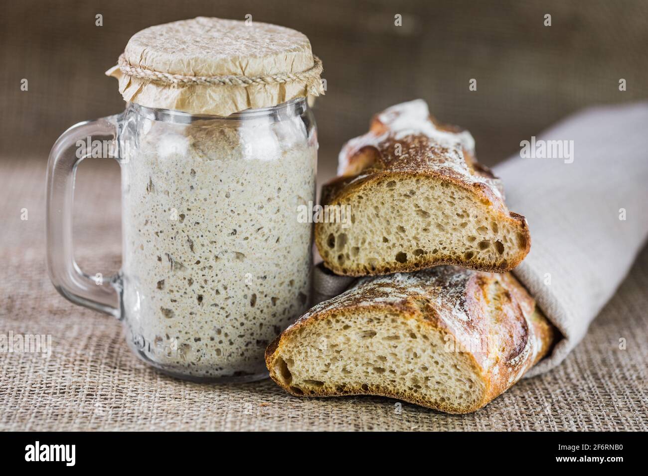 The leaven for bread is active. Starter sourdough. The concept of a