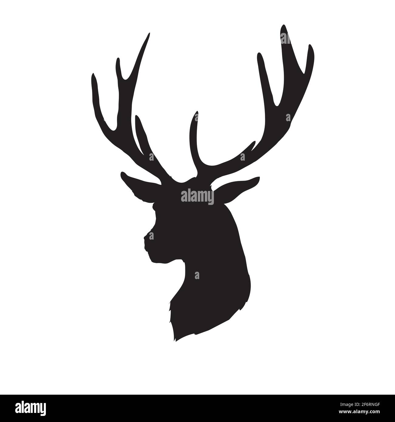 illustration of a deer head silhouette isolated on white, vector Stock ...