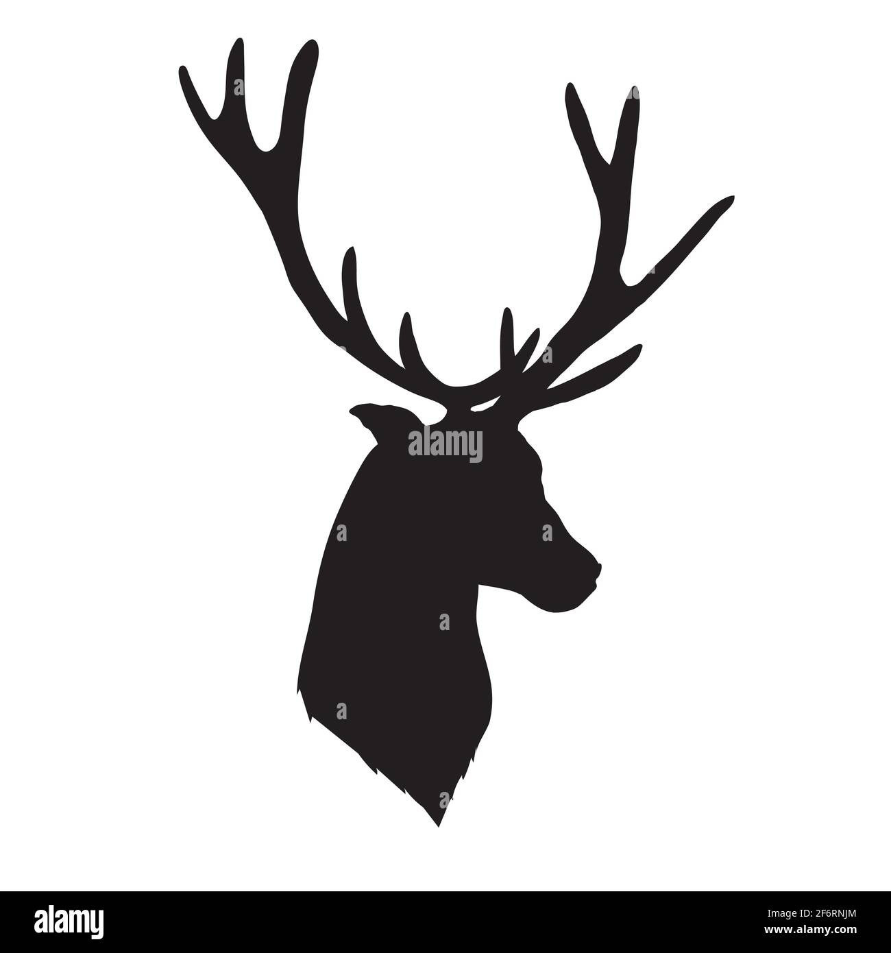 illustration of a deer head silhouette isolated on white, vector Stock ...