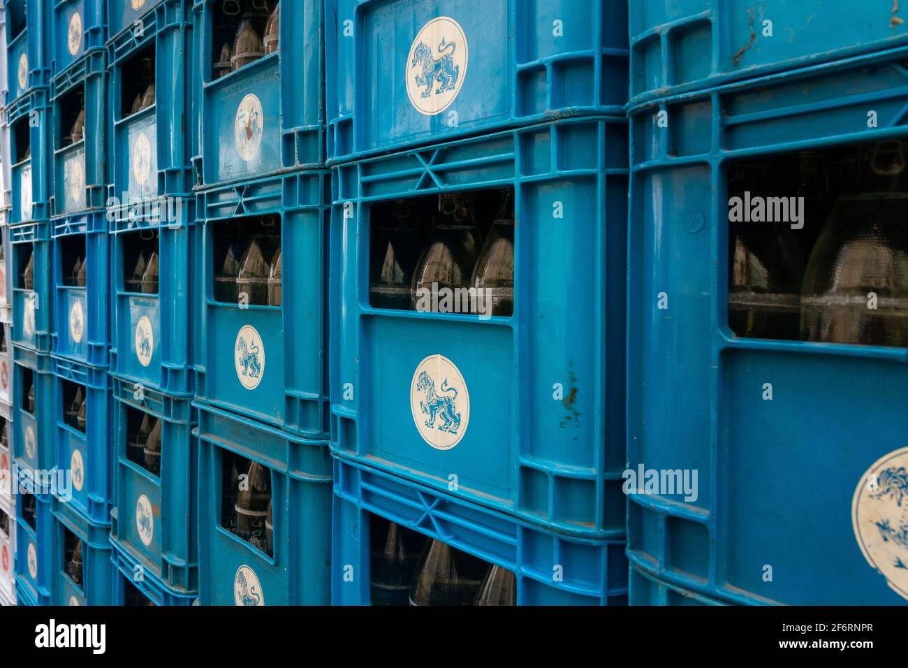 Bangkok, Thailand - July 16, 2016: Cases of beer in the back of a truck. Stock Photo