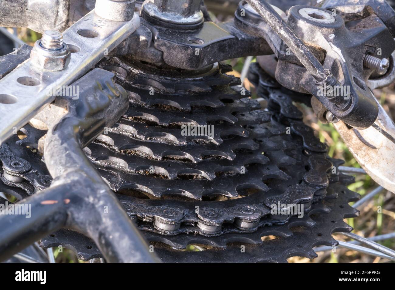 View of the dirty bike cassette Stock Photo Alamy