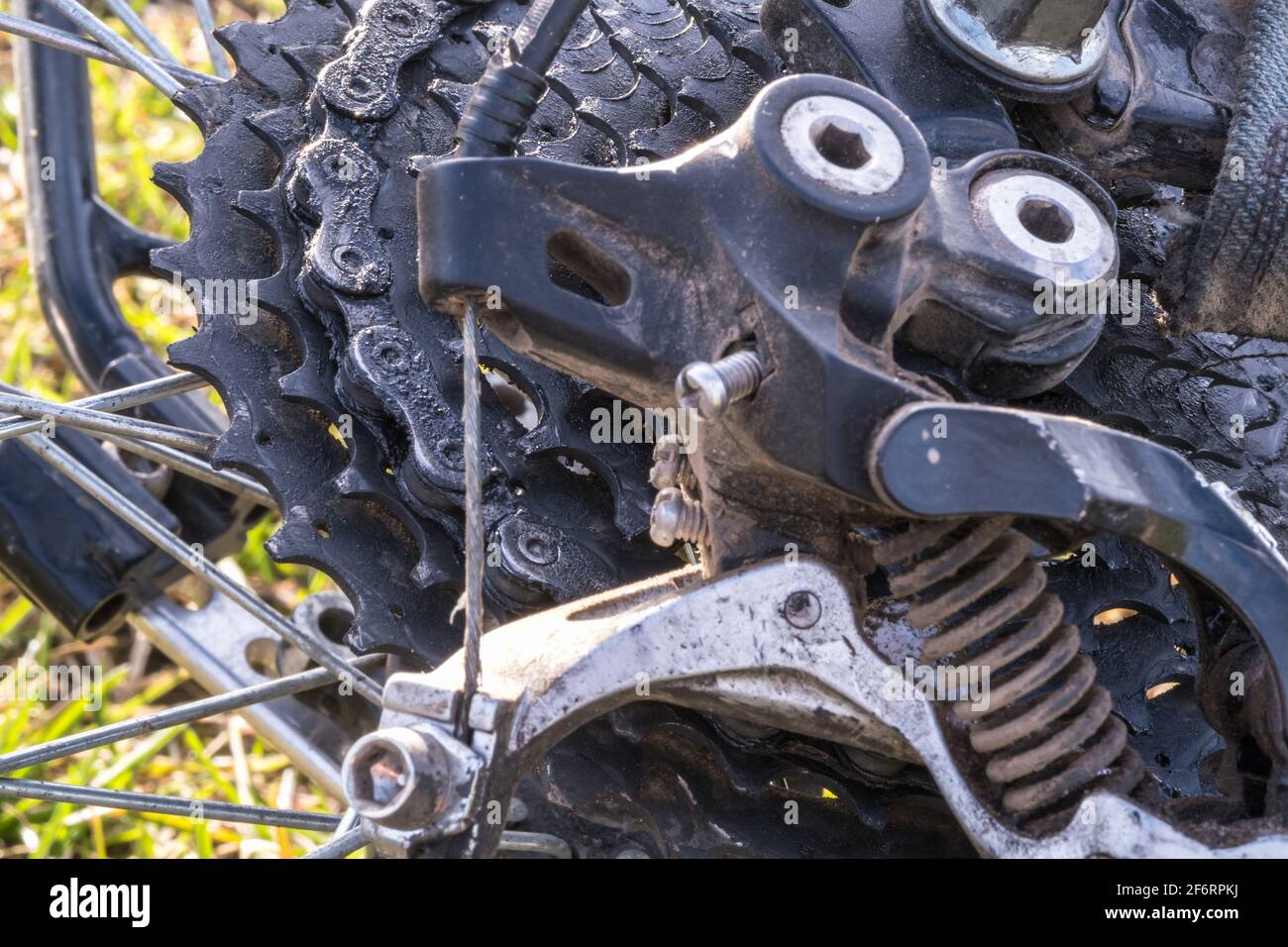 View of the dirty bike cassette Stock Photo Alamy