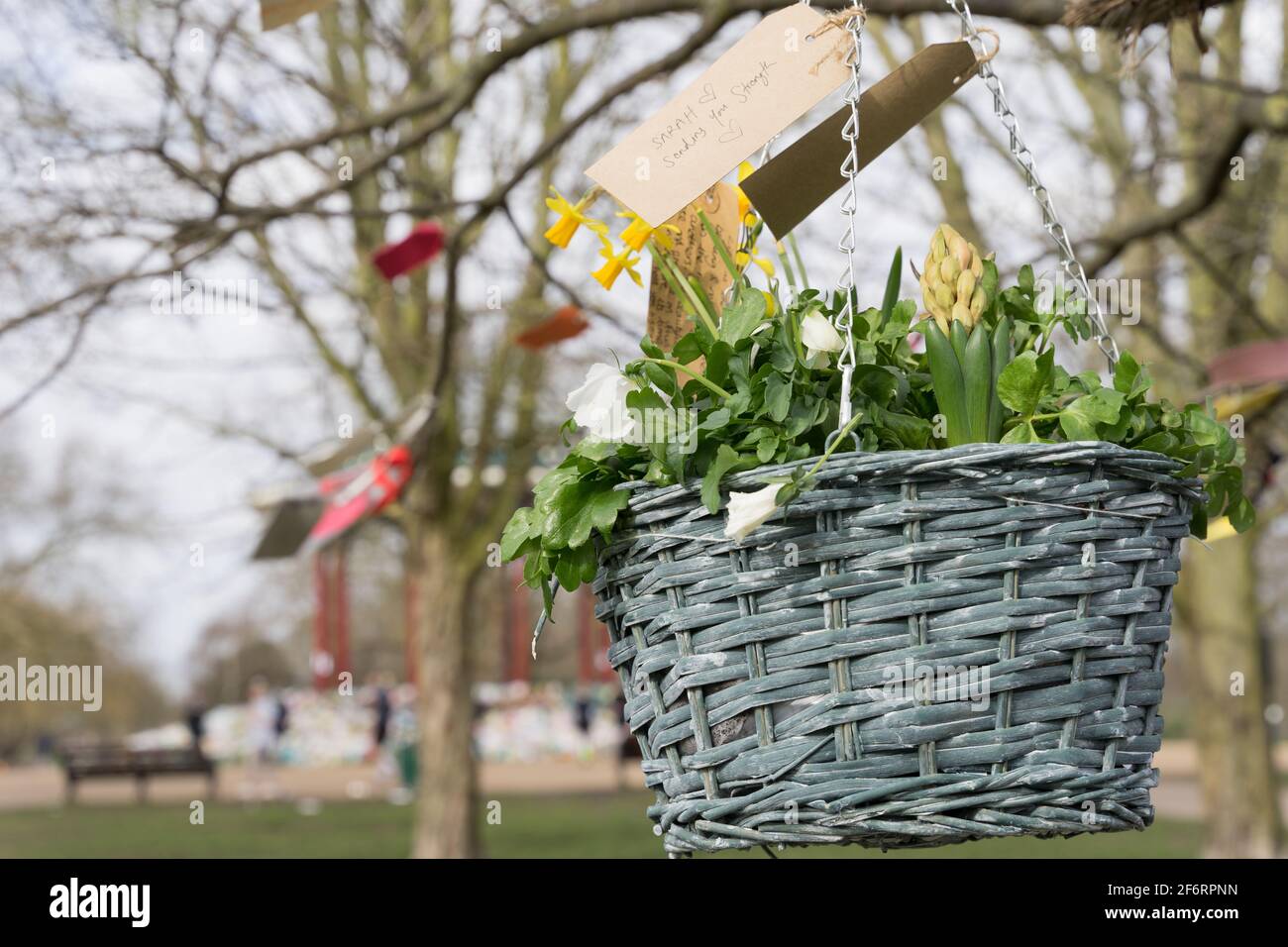Floral Tributes And Message Left At Clapham Common Bandstand For Sarah