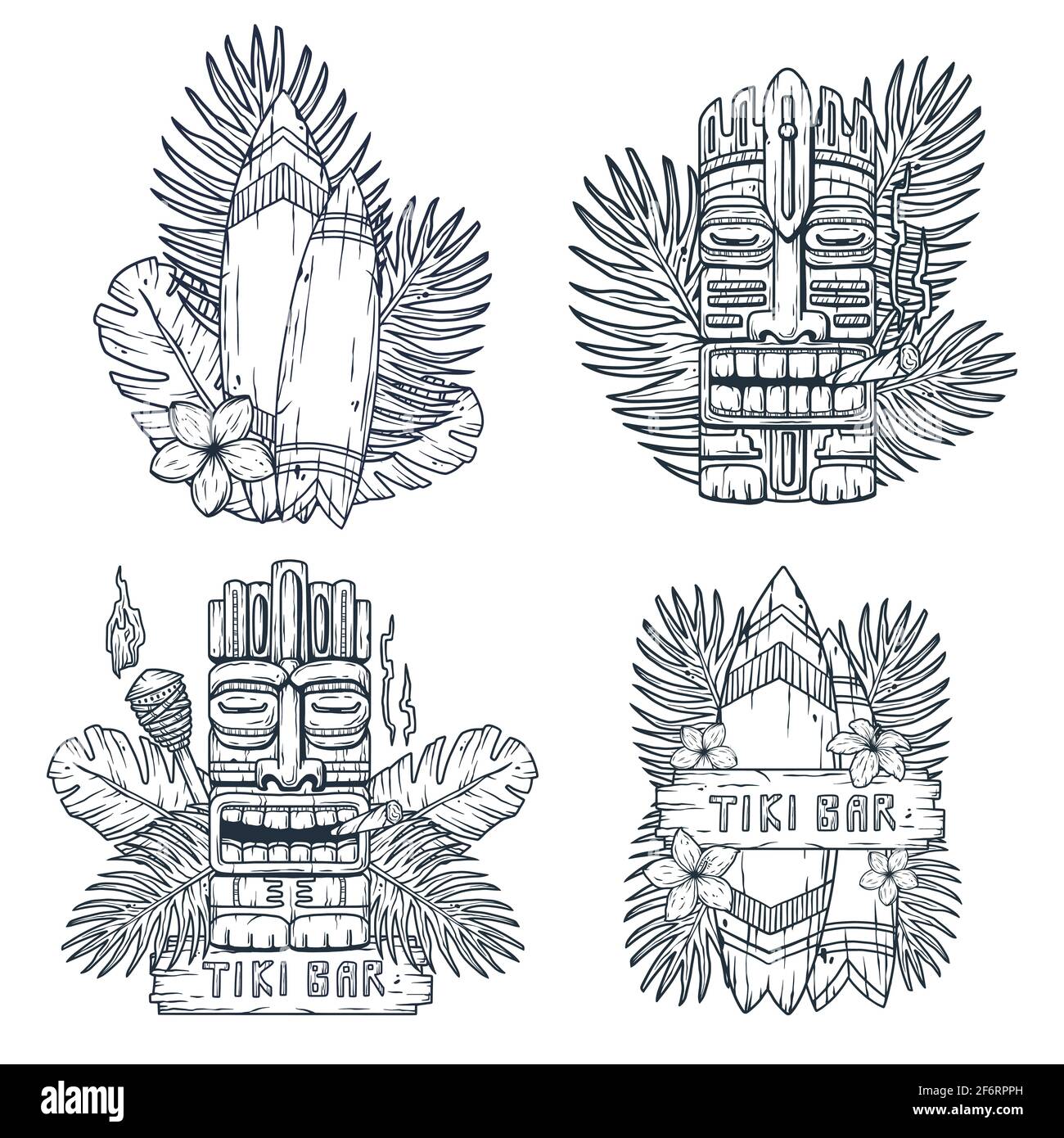 Design of hawaii tiki mask or idol. Ethnic totem Stock Vector Image