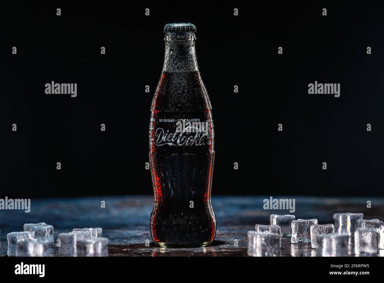 Diet Coke Glass Bottle.Suitable for Vegans. Bedford,UK,April 2,2021