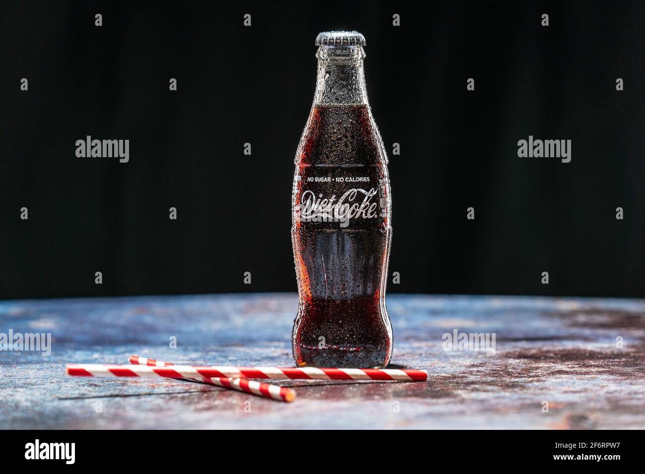 Diet Coke Glass Bottle.Suitable for Vegans. Bedford,UK,April 2,2021