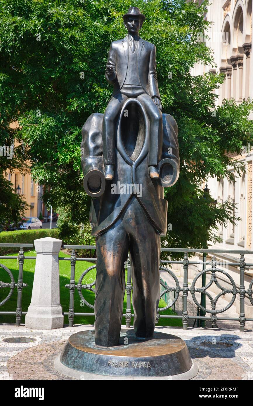 Bronze statue of Franz Kafka, Prague, Czech Republic, Europe Stock