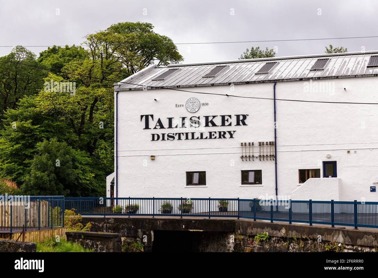Talisker brand whisky distillery on the Isle of Skye in Scotland, UK in August 2018. Stock Photo