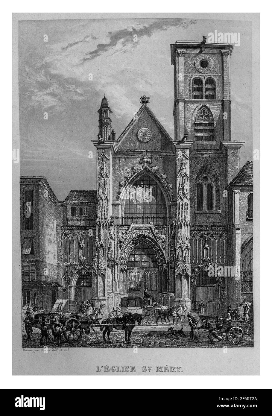 France,  in Histoire de Paris, 1839 , L´Ëglise St. Méry. Stock Photo