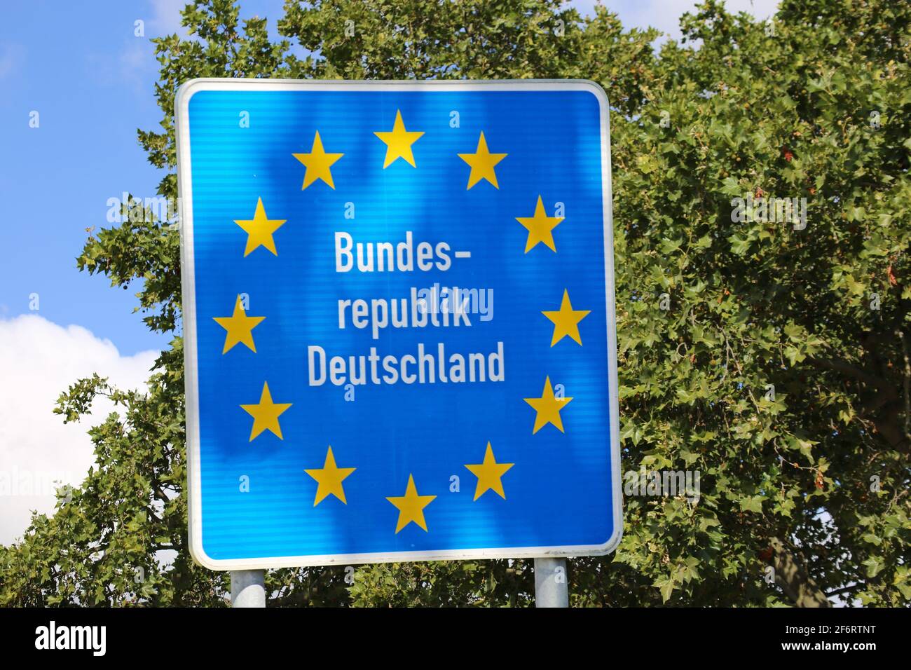 Customs sign at the external border of the Federal Republic of Germany. Stock Photo