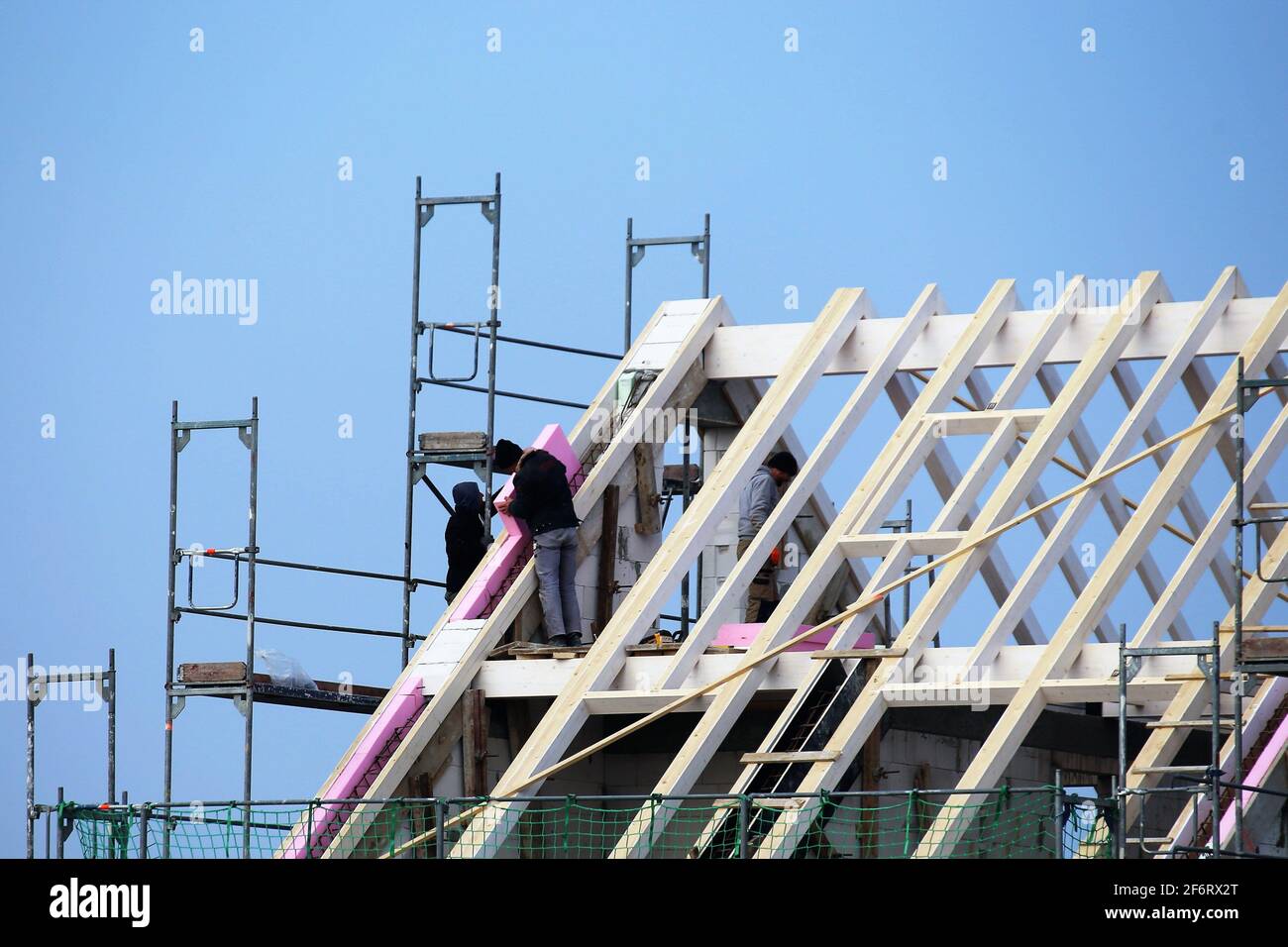 Carpentry work on a residential building. Stock Photo