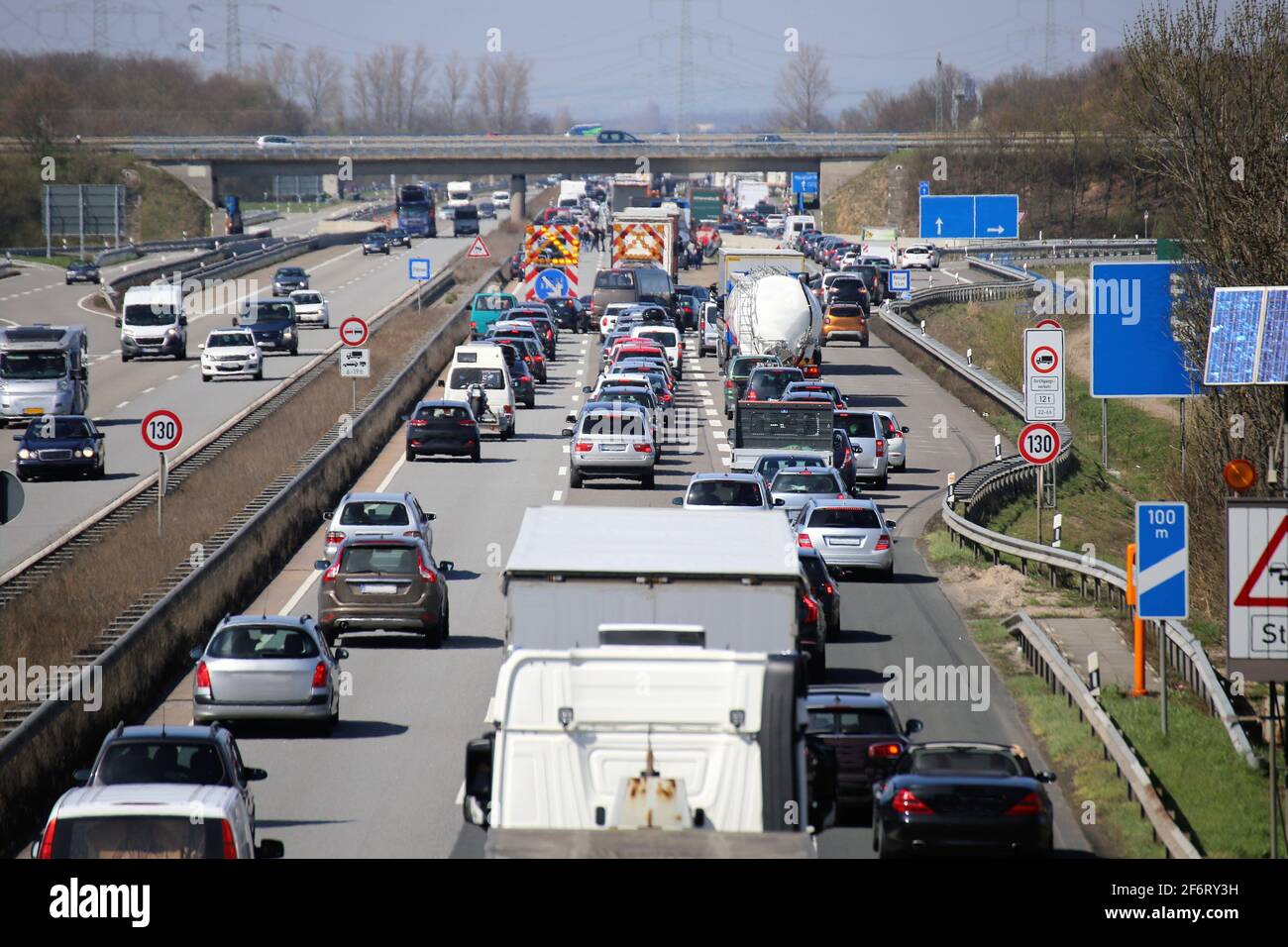 Traffic jam on a german highway Stock Photo Alamy