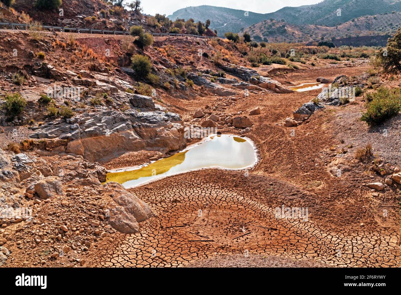 Dried out Campanillas River near Almogia, Malaga Province, Andalusia, Spain. Stock Photo