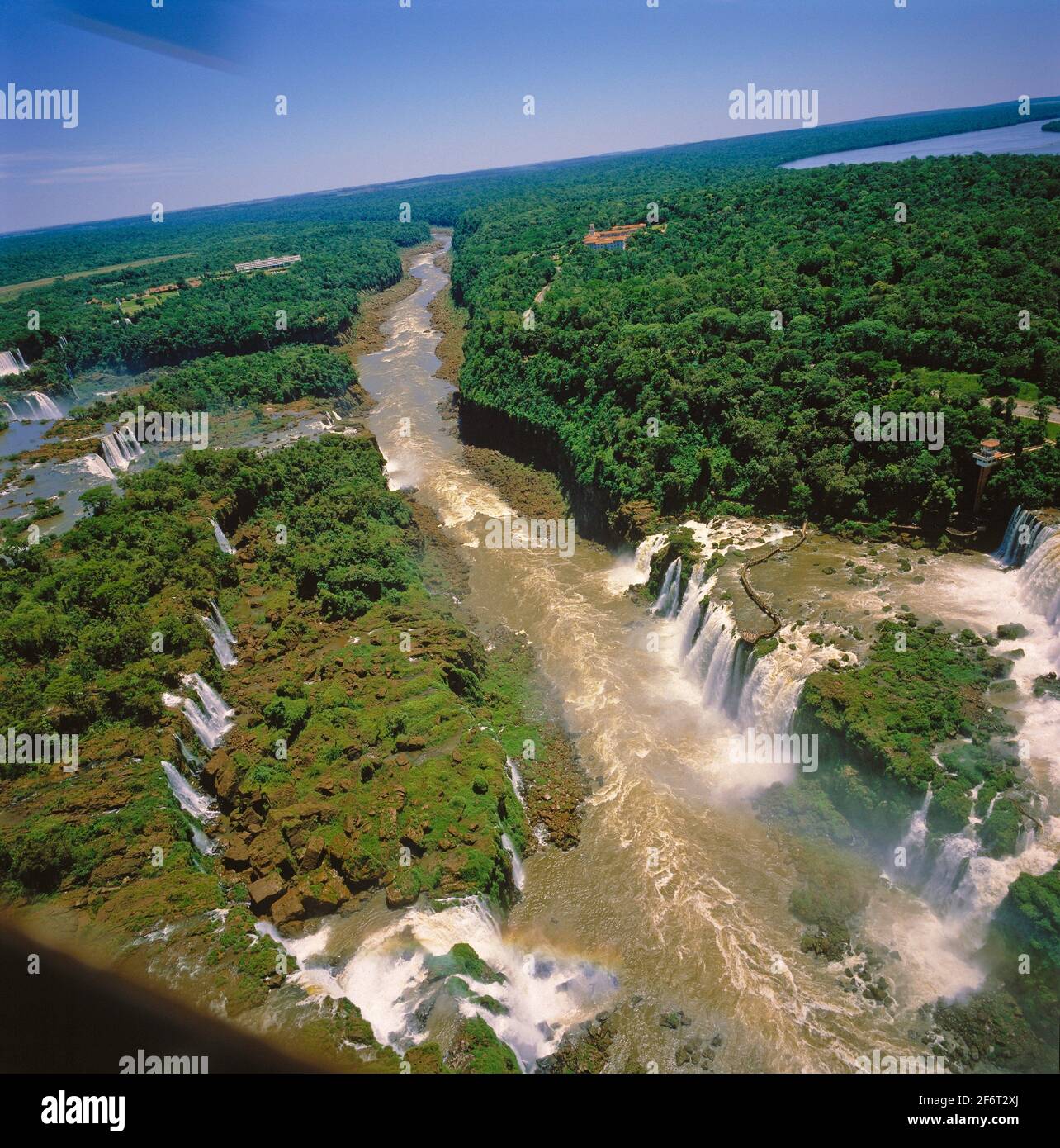 Helicopter View of Igiuassu Falls.Brazil/Argentina. Stock Photo