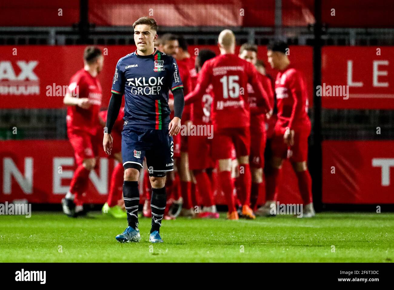 Van Rooij ALMERE, NETHERLANDS - APRIL 2: Bart van Rooij of NEC disappointed after ...