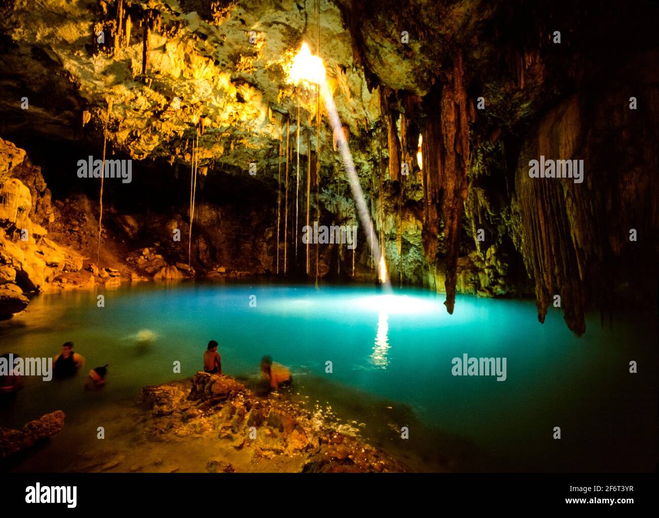 Cenote Xkeken. Yucatan. Mexico.Despite their obvious aesthetic attraction, the Cenotes in the region have a fascinating history, dating back to the Stock Photo